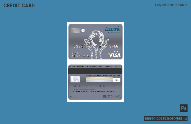 Beispielvorschau der Visa-Debitkarte der Ecobank aus dem Kongo